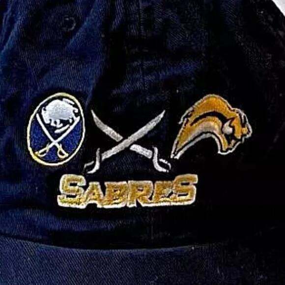 New Era Buffalo Sabres Strapback Dad Hat/Cap Blue Old & New Logos NHL - Picture 2 of 8